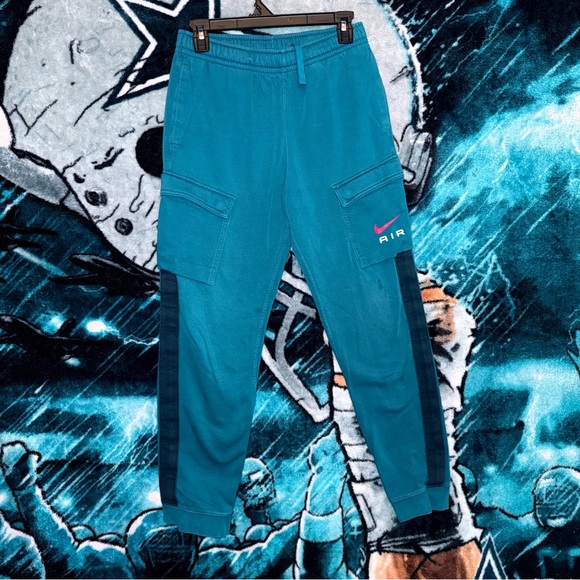 Nike Kids Teal Joggers with Navy Stripes - Picture 1 of 5
